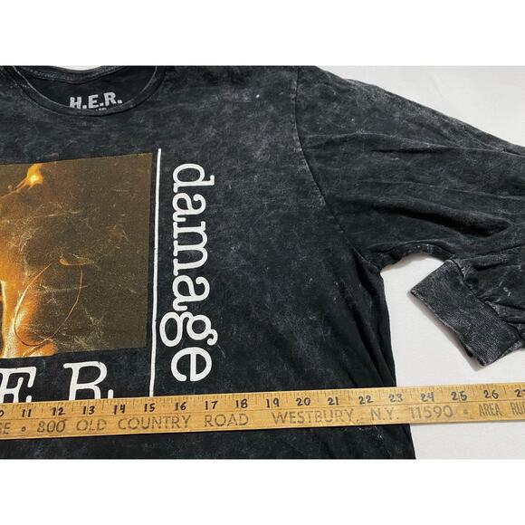 H.E.R. Damage Tour Shirt Long Sleeve Black Graphic Lyrics Print Size XL - Picture 5 of 7